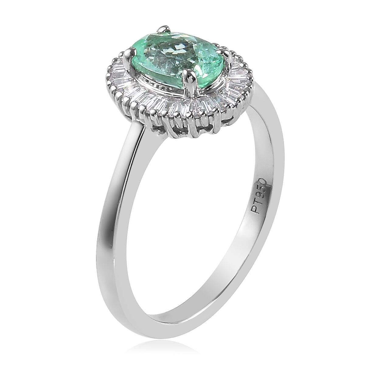 RHAPSODY 950 Platinum AAAA Mozambique Paraiba Tourmaline (Ovl 7x5mm), Diamond (VS-E-F) Ring 1.00 Ct.