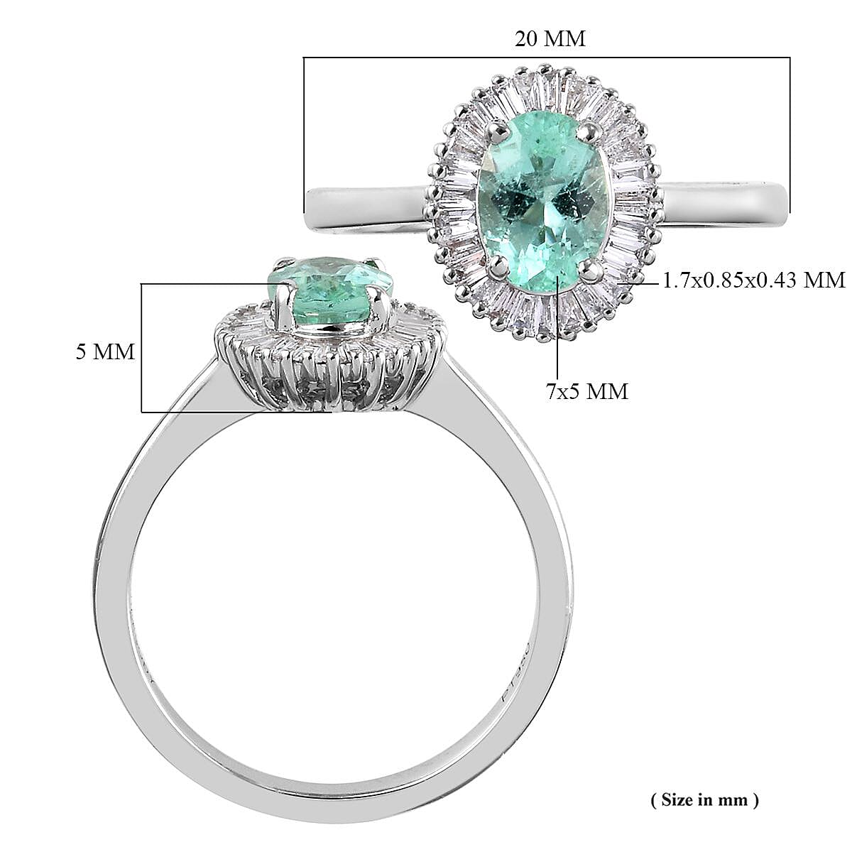 RHAPSODY 950 Platinum AAAA Mozambique Paraiba Tourmaline (Ovl 7x5mm), Diamond (VS-E-F) Ring 1.00 Ct.