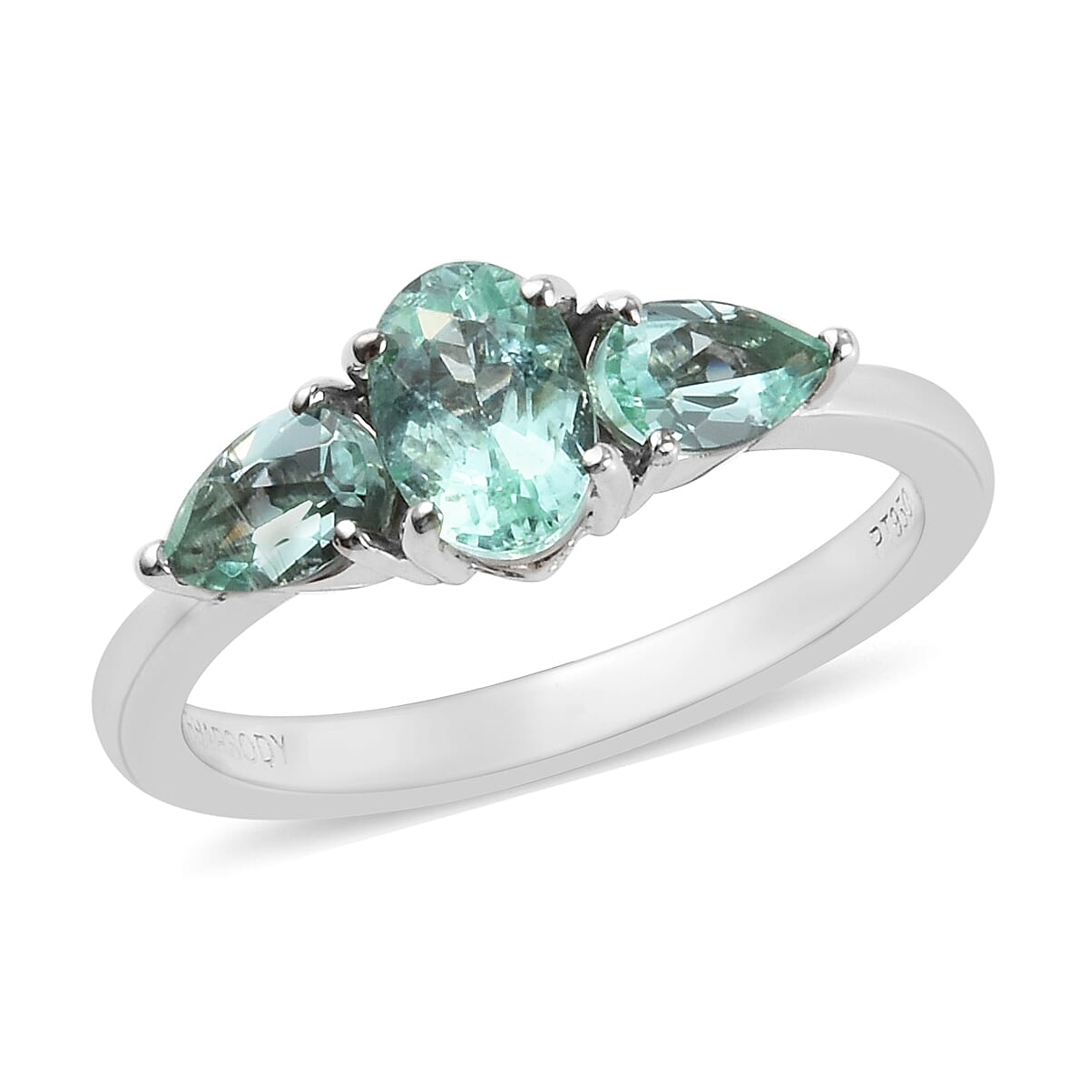 RHAPSODY 950 Platinum AAAA Mozambique Paraiba Tourmaline (Ovl, Pear) Ring 1.15 Ct.