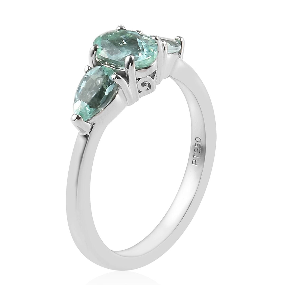 RHAPSODY 950 Platinum AAAA Mozambique Paraiba Tourmaline (Ovl, Pear) Ring 1.15 Ct.