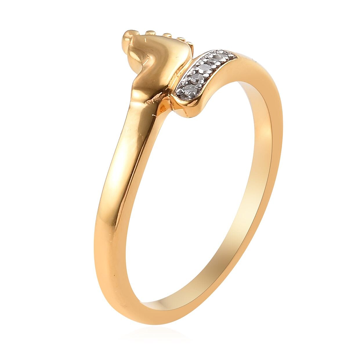 Diamond (Rnd) Baby Foot Bypass Ring in 14K Gold Overlay Sterling Silver