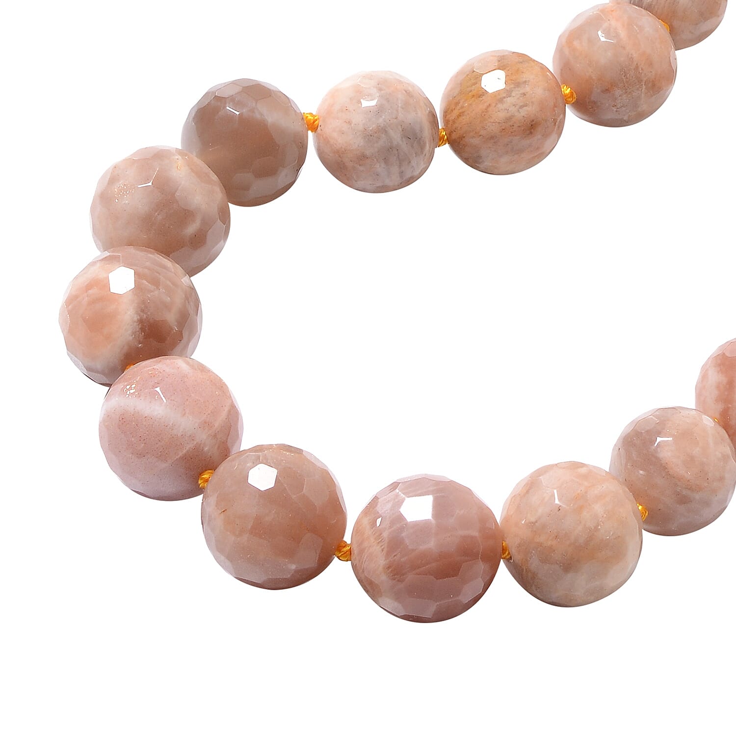 Srilankan Peach Moonstone (Rnd 13-17 mm) Necklace (Size 20) in Rhodium Overlay Sterling Silver with Magnetic Lock 639.50 Ct.