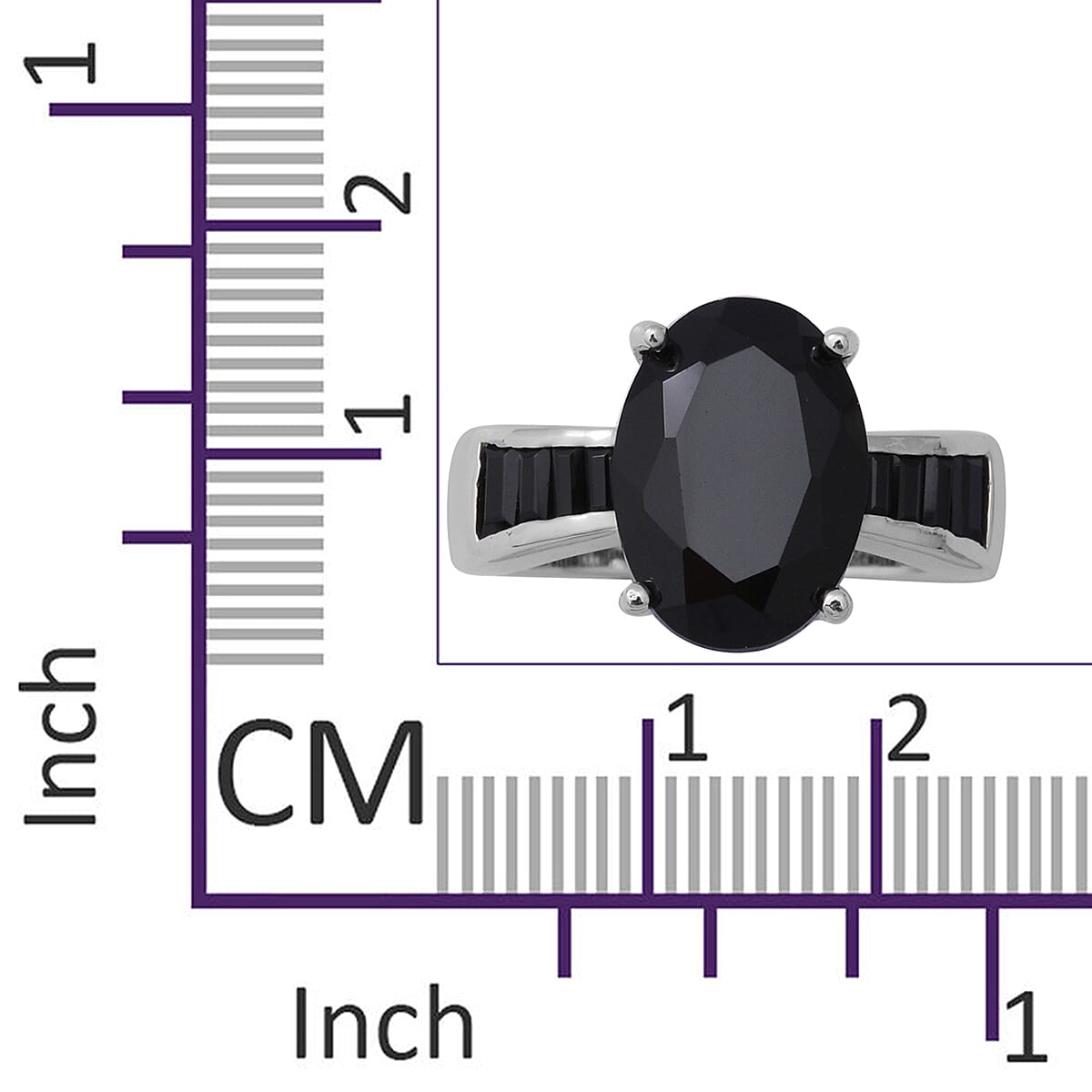 AAA Boi Ploi Black Spinel (Ovl and Bgt) Ring in Rhodium Overlay Sterling Silver 8.20 Ct.