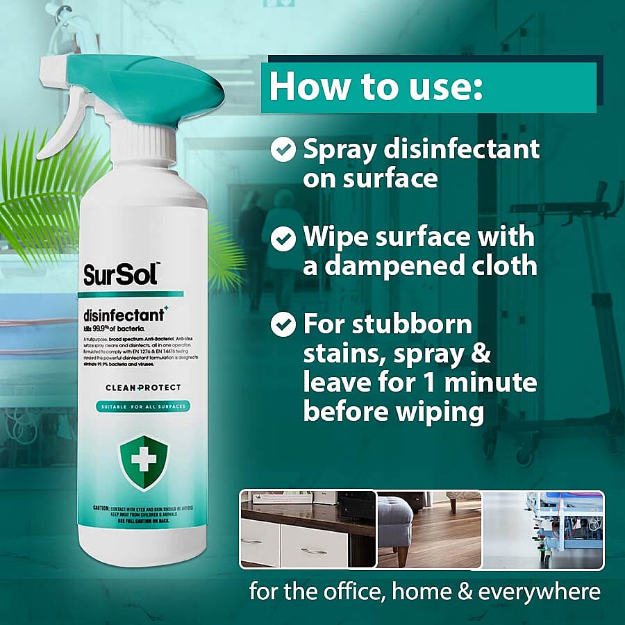SurSol Clean+Protect Anti-Bacterial Anti-Virus Disinfectant All Surface Cleaner 500ml