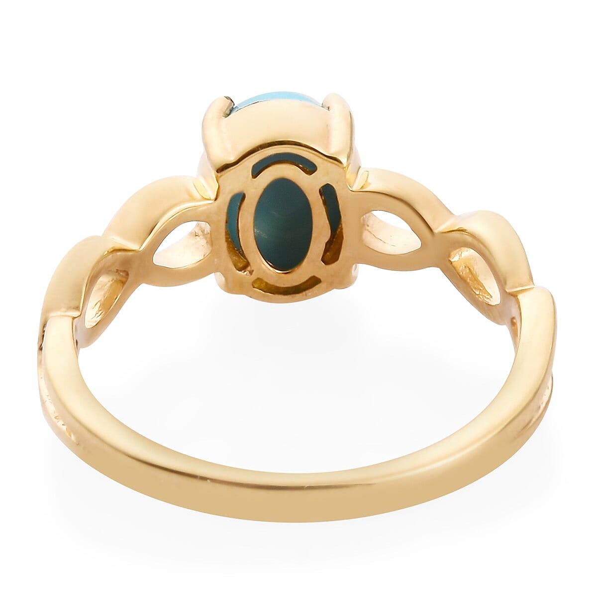 AA Arizona Sleeping Beauty Turquoise (Ovl 8x6mm) Solitaire Ring in 14K Gold Overlay Sterling Silver 1.00 Ct.