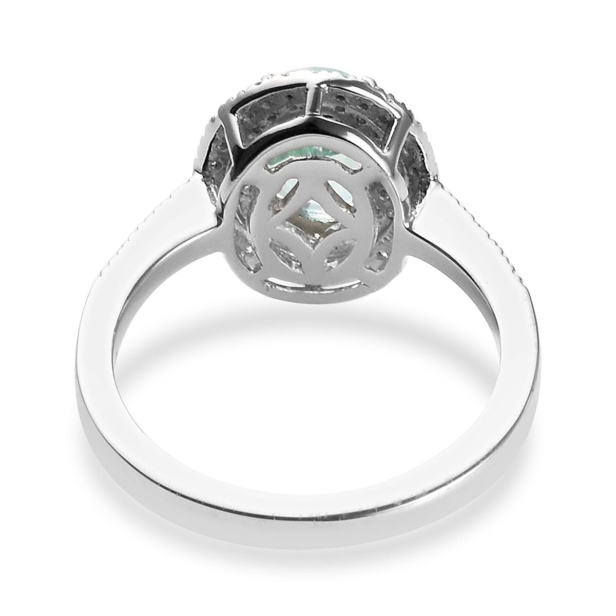 RHAPSODY 950 Platinum AAAA Mozambique Paraiba Tourmaline (Ovl 8x6mm), Diamond (VS-E-F) Ring 1.58 Ct, Platinum wt 5.50 Gms