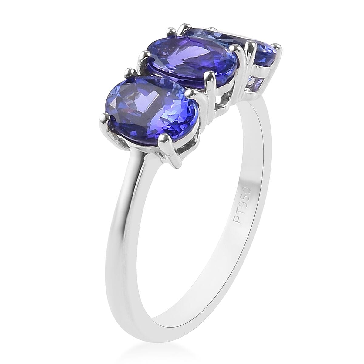 Collectors Edition- RHAPSODY 950 Platinum AAAA Tanzanite Trilogy Ring 2.50 Ct.