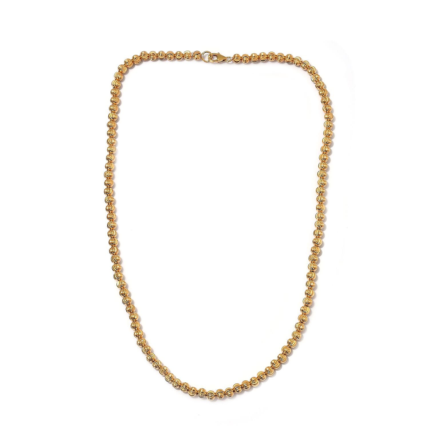 14K Gold Overlay Sterling Silver Diamond Cut Beads Necklace (Size 20), Silver wt 15.50 Gms