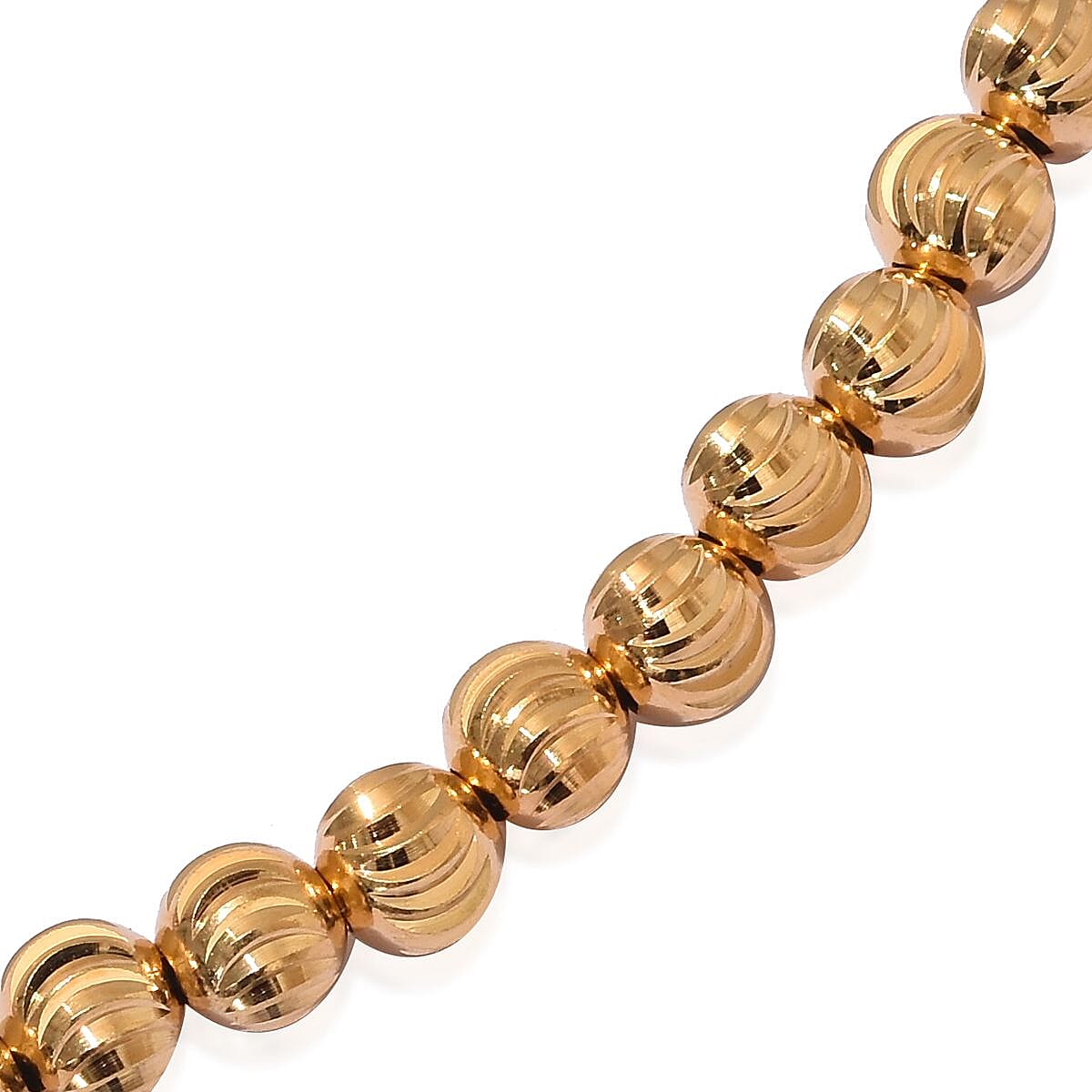 14K Gold Overlay Sterling Silver Diamond Cut Beads Necklace (Size 20), Silver wt 15.50 Gms
