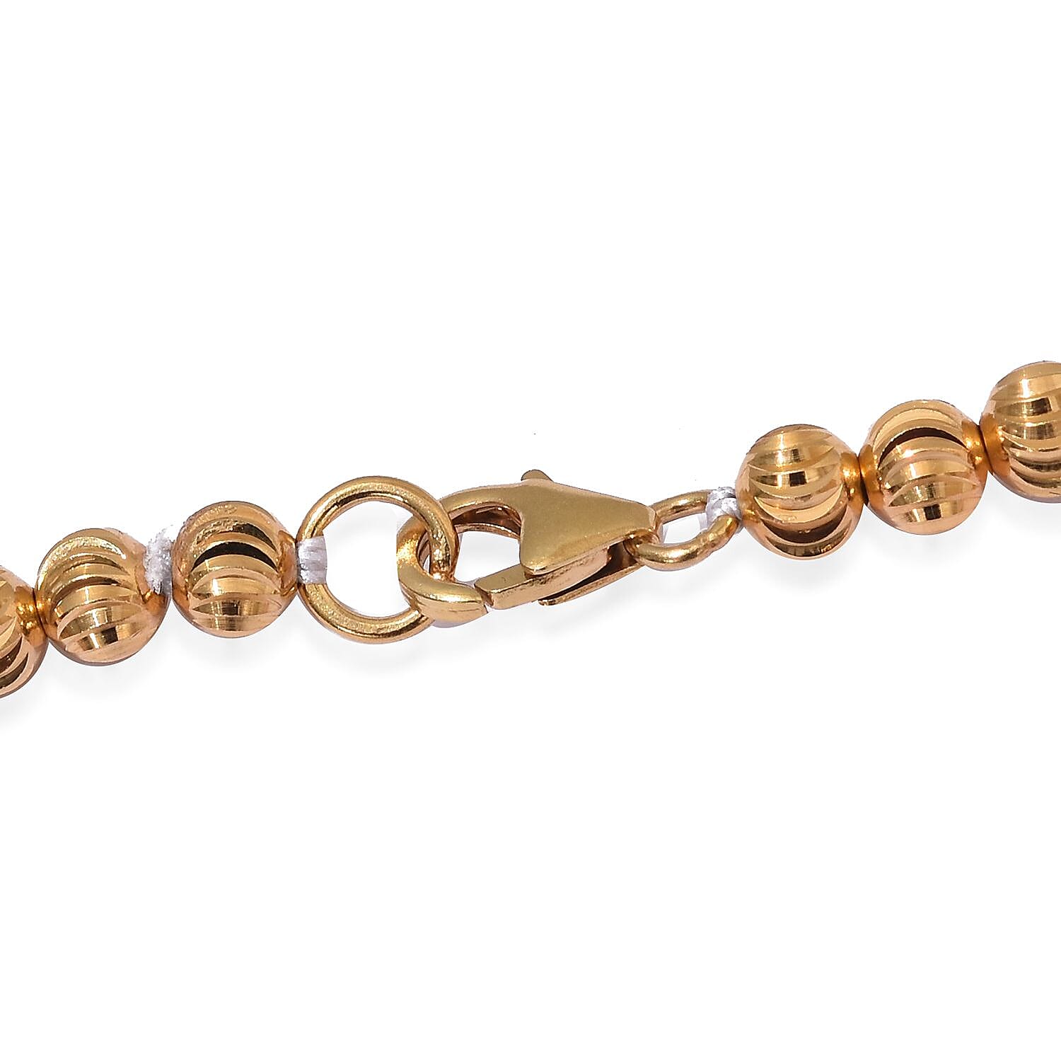 14K Gold Overlay Sterling Silver Diamond Cut Beads Necklace (Size 20), Silver wt 15.50 Gms