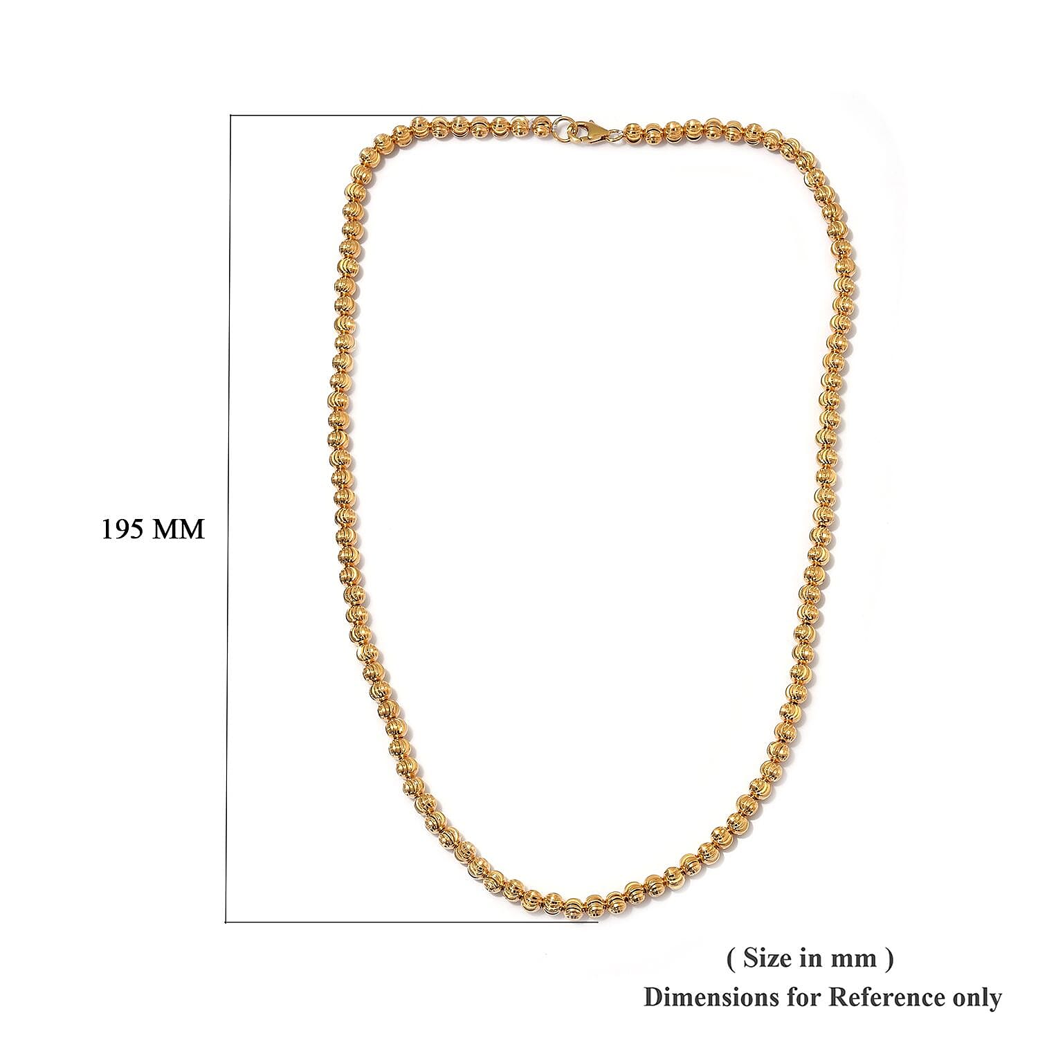 14K Gold Overlay Sterling Silver Diamond Cut Beads Necklace (Size 20), Silver wt 15.50 Gms