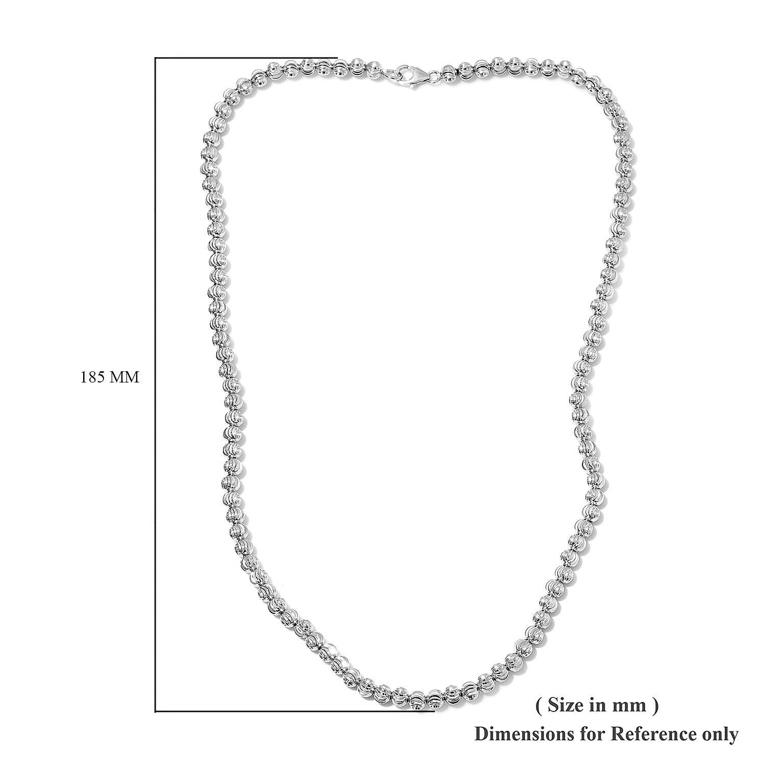 Platinum Overlay Sterling Silver Diamond Cut Beads Necklace (Size 20), Silver wt 15.50 Gms
