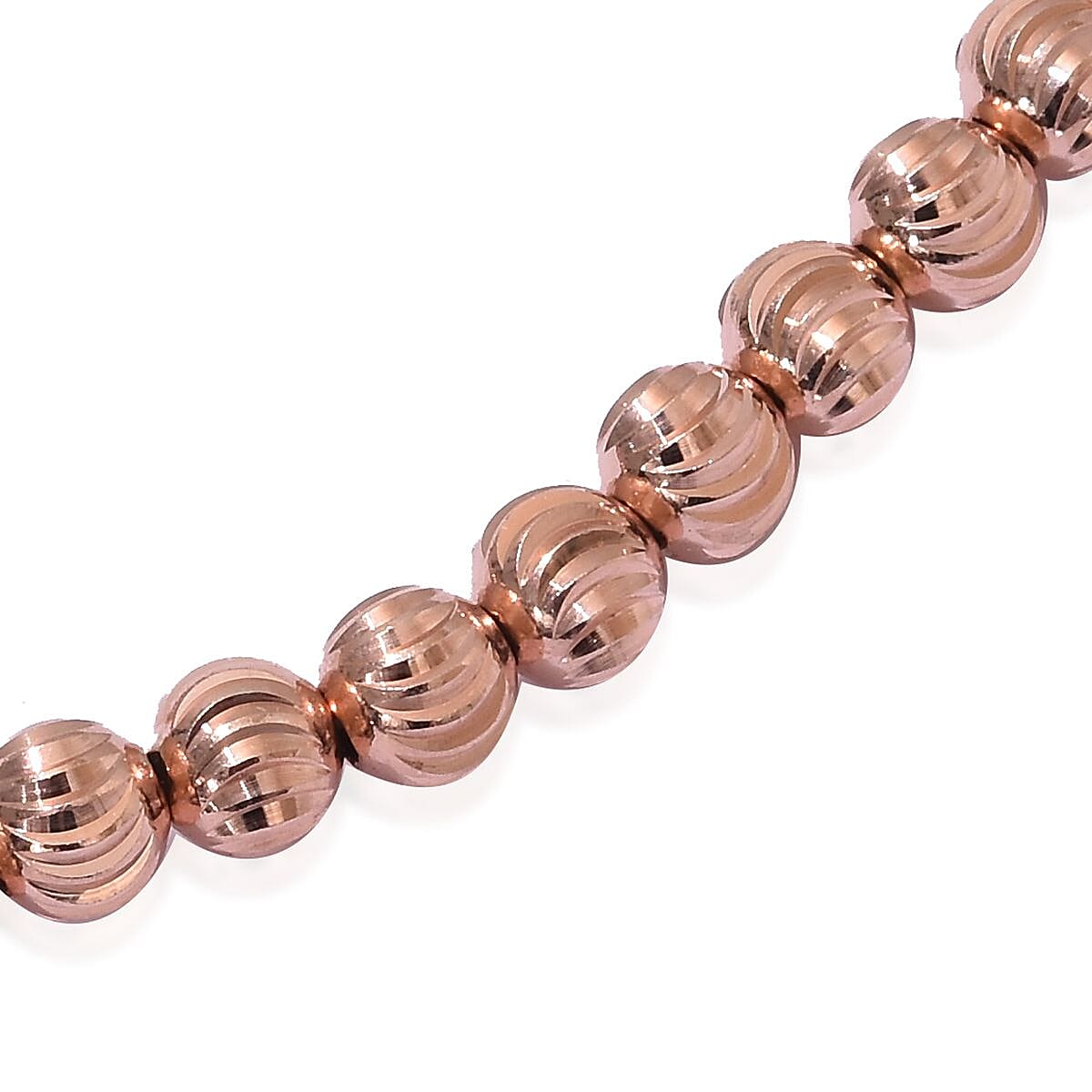Rose Gold Overlay Sterling Silver Diamond Cut Beads Necklace (Size 20), Silver wt 15.50 Gms