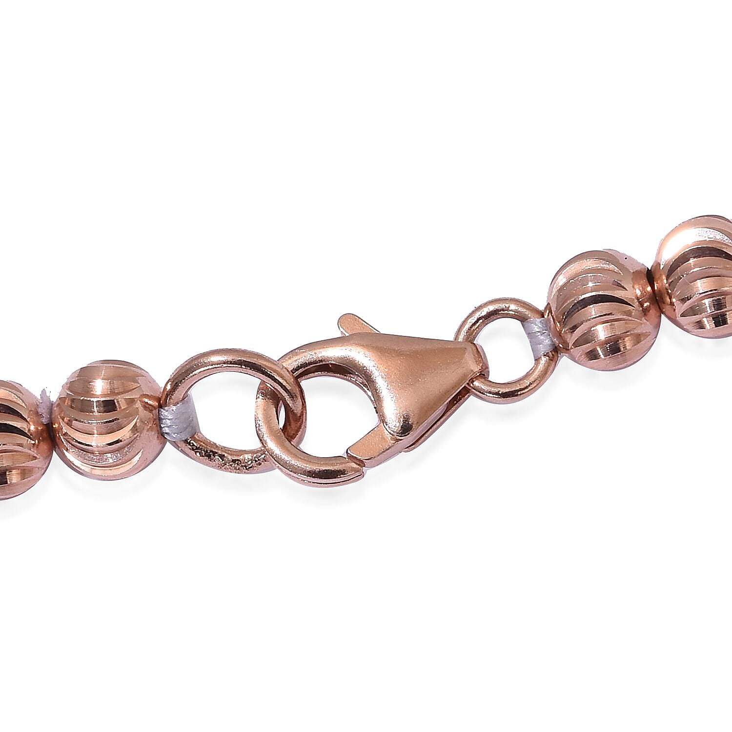 Rose Gold Overlay Sterling Silver Diamond Cut Beads Necklace (Size 20), Silver wt 15.50 Gms