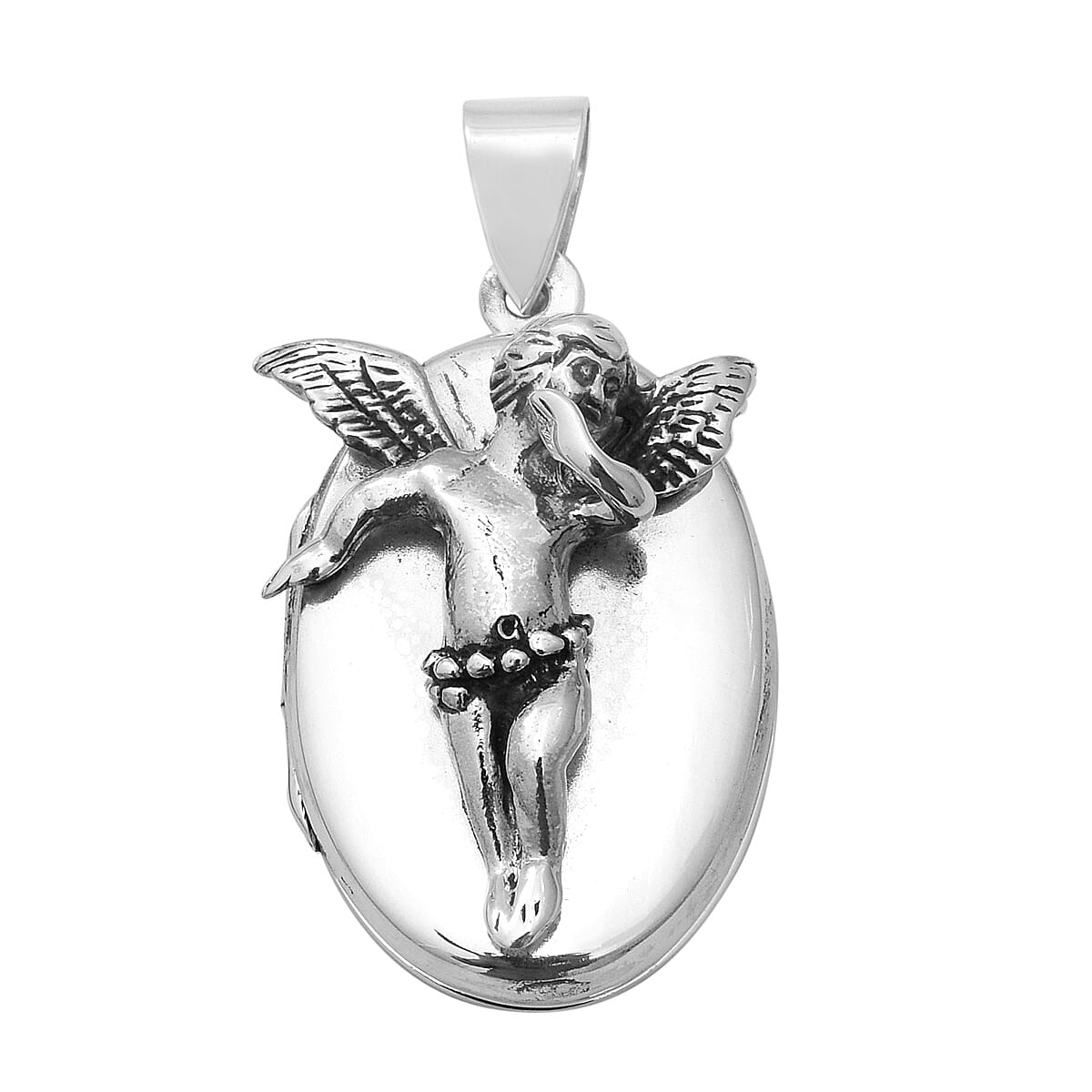 One Time Close Out Deal- Sterling Silver Guardian Angel Locket Silver wt 9.53 Gms