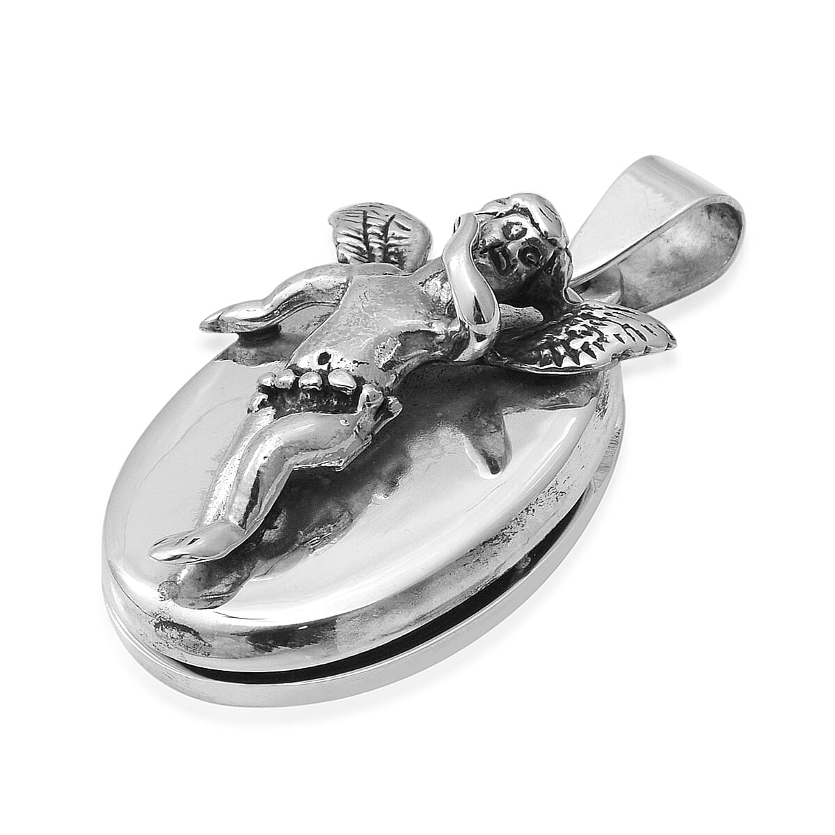 One Time Close Out Deal- Sterling Silver Guardian Angel Locket Silver wt 9.53 Gms