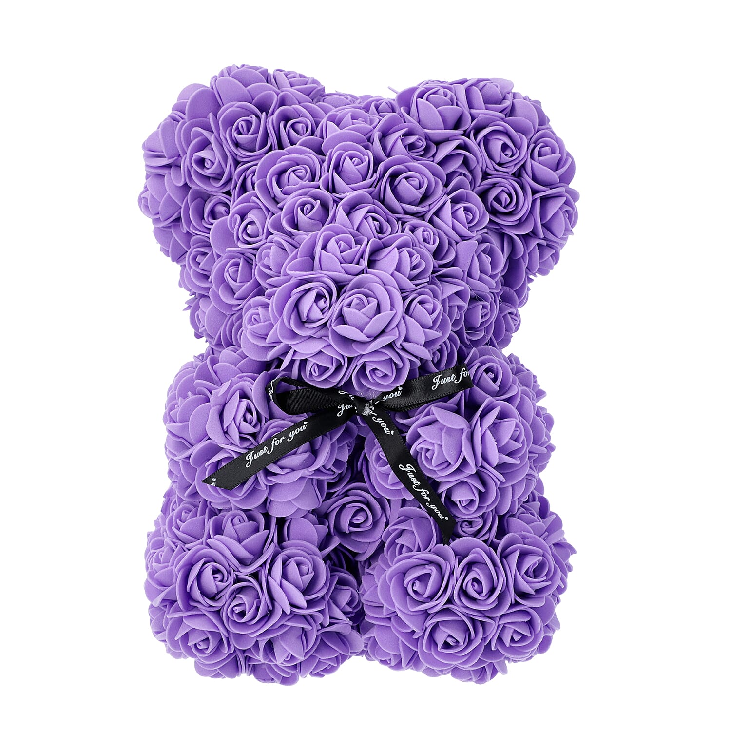 Lovely Rose Flower Bear with Bow Tie - Purple