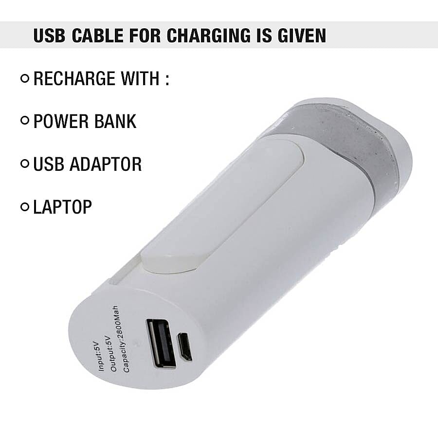 2 in 1 Natural Shungite Infused Facial Nano Mist Sprayer with Built in Rechargeable Battery (Size 12x4.7x3.5 Cm) - White