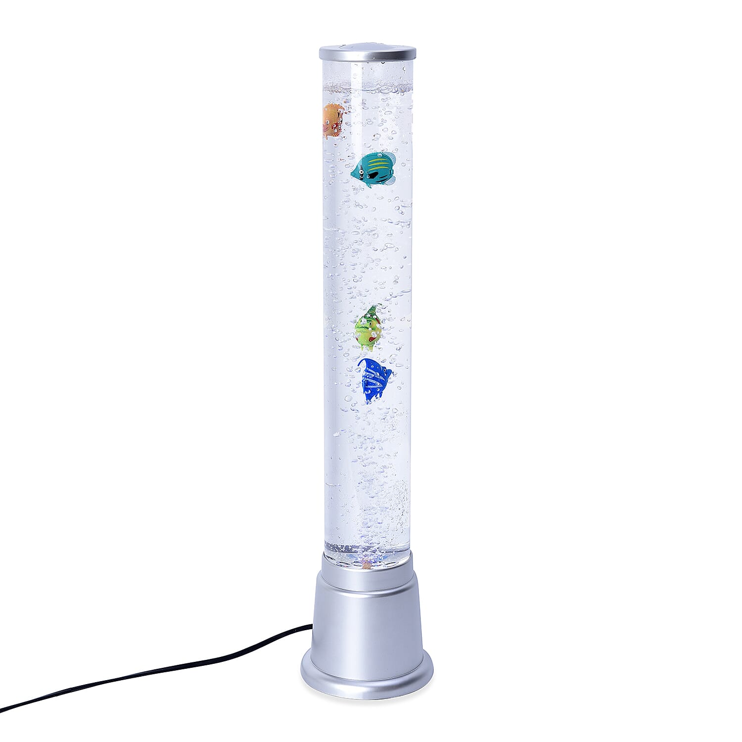 Bubble Fish Tank Lamp with Colour Changing LED Light (H 58Cm) - Silver Base Colour