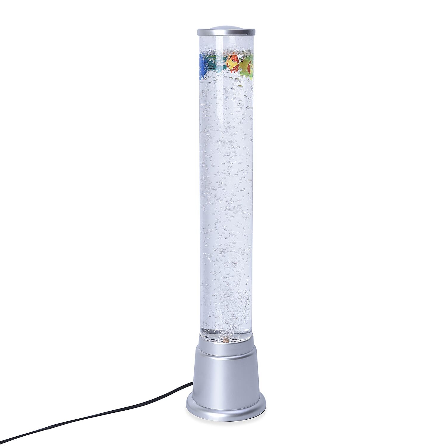Bubble Fish Tank Lamp with Colour Changing LED Light (H 58Cm) - Silver Base Colour