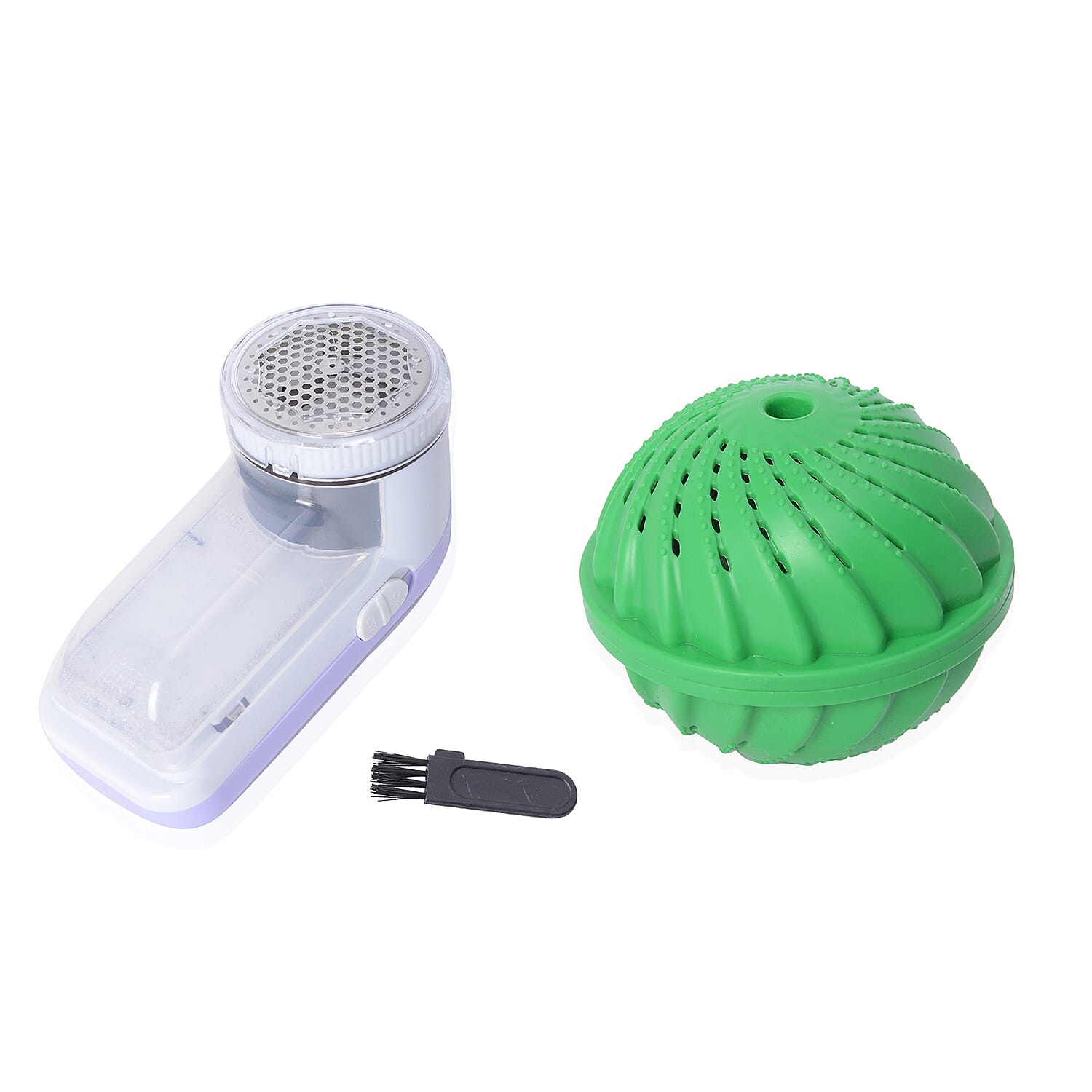 2 Piece Set - Lint Shaver with Washing Ball - Purple and Green (2xAA Battery not Included)