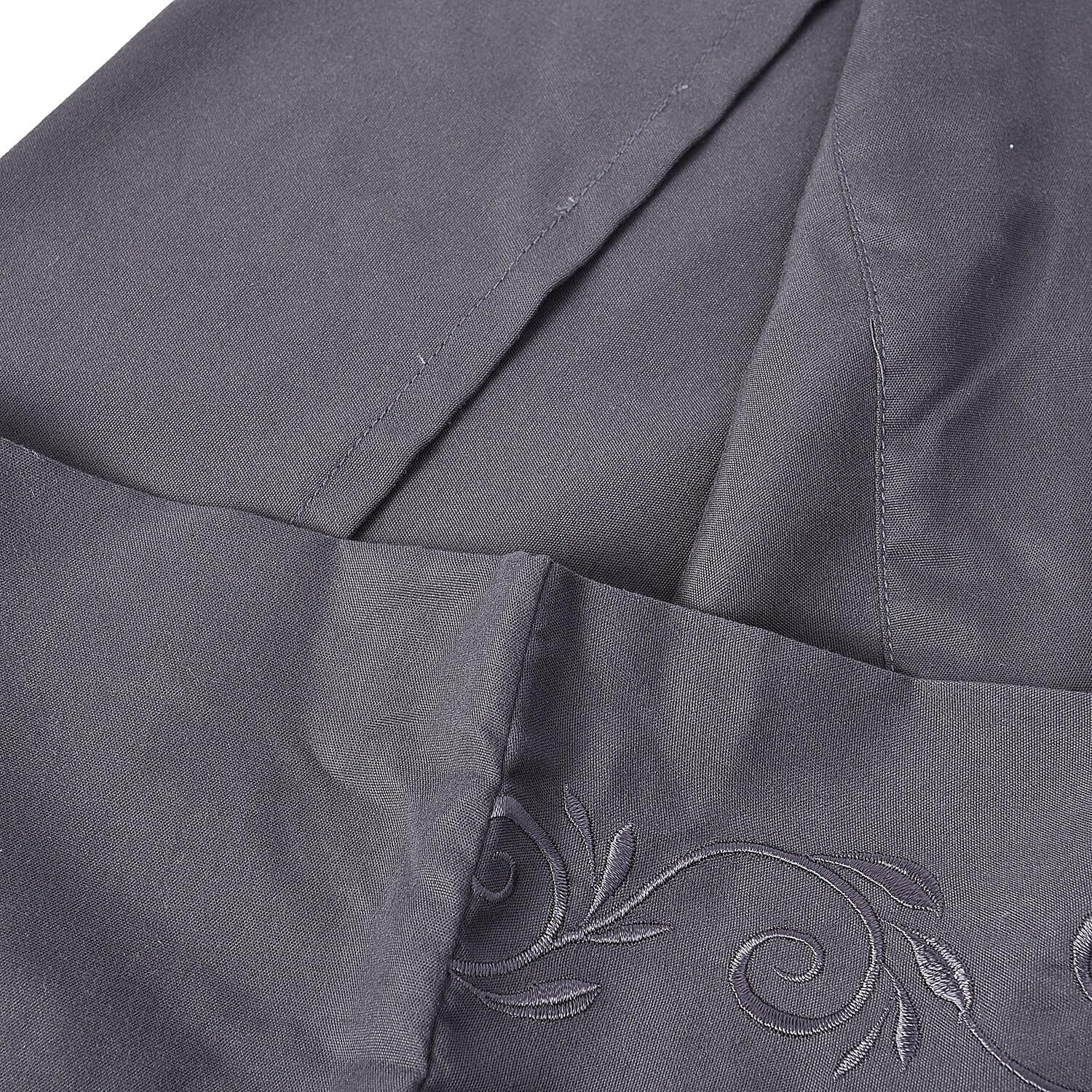 4 Piece Set : Solid Microfibre Sheet Set including Flat Sheet (275x265cm), Fitted Sheet (150x200+30cm) and 2 Embroidered Pillow Cases (50x75cm) - Dark Grey - King