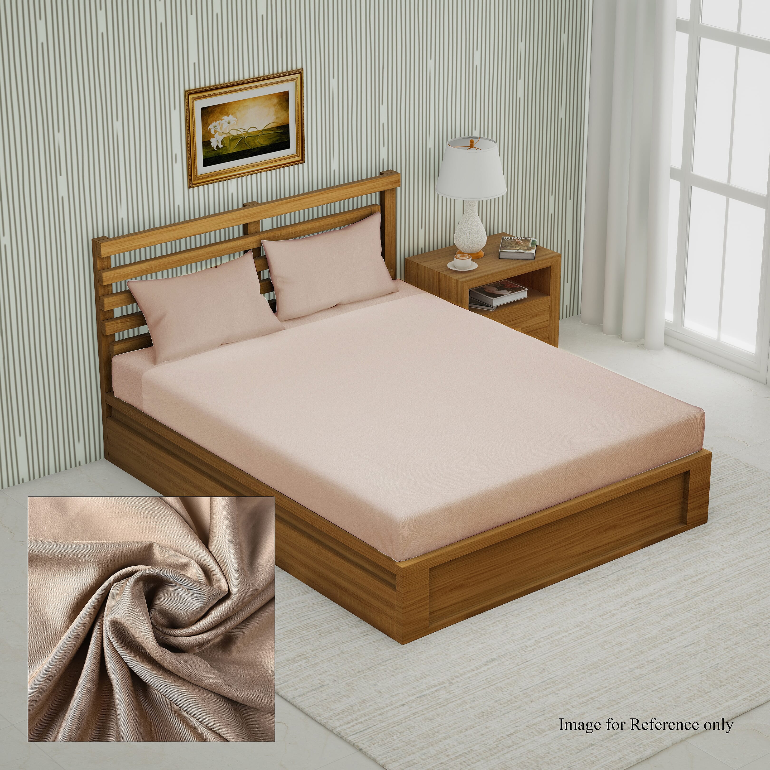 4 Piece Set - 100% Bamboo 1 Flat Sheet (275x265 Cm), 1 Fitted sheet (150x200+30 Cm), and 2 Pillowcases (50x75 Cm) Sand King - 300 Thread Count