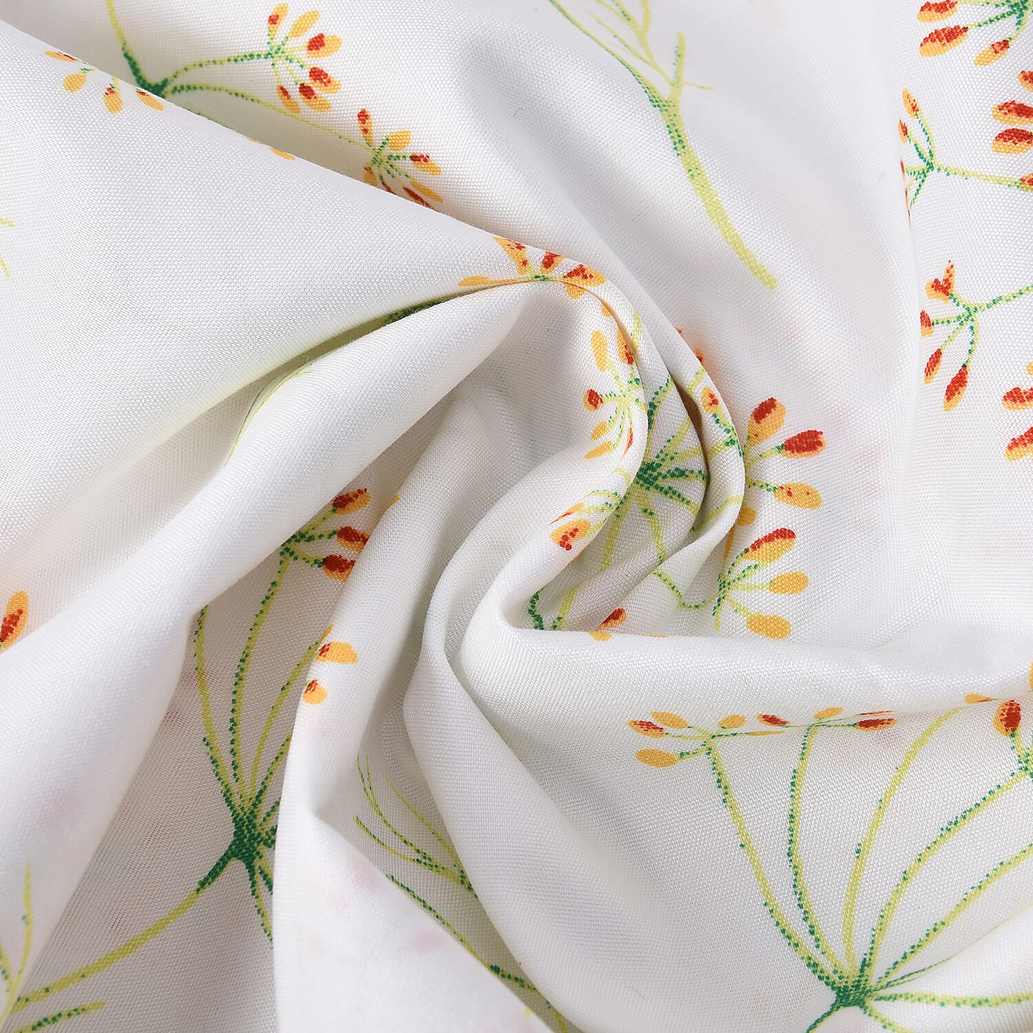 4 Piece Set : Floral Pattern Microfibre Sheet Set including Flat Sheet (275x265cm), Fitted Sheet (150x200+30cm) and 2 Pillow Cases (50x75cm) - White and Light Green - King