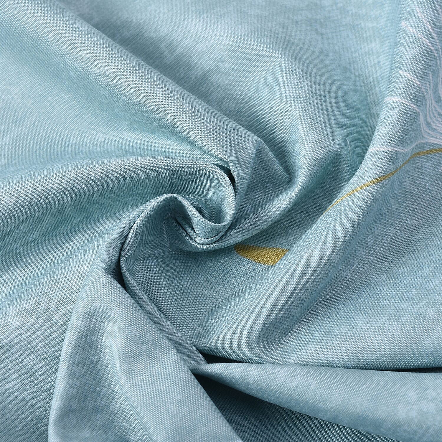 4 Piece Set : Floral Printed Microfibre Sheet Set including Flat Sheet (230x265cm), Fitted Sheet (140x190+30cm) and Pillow Cases (2Pcs - 50x75cm) (Size Double) - Pastel Blue