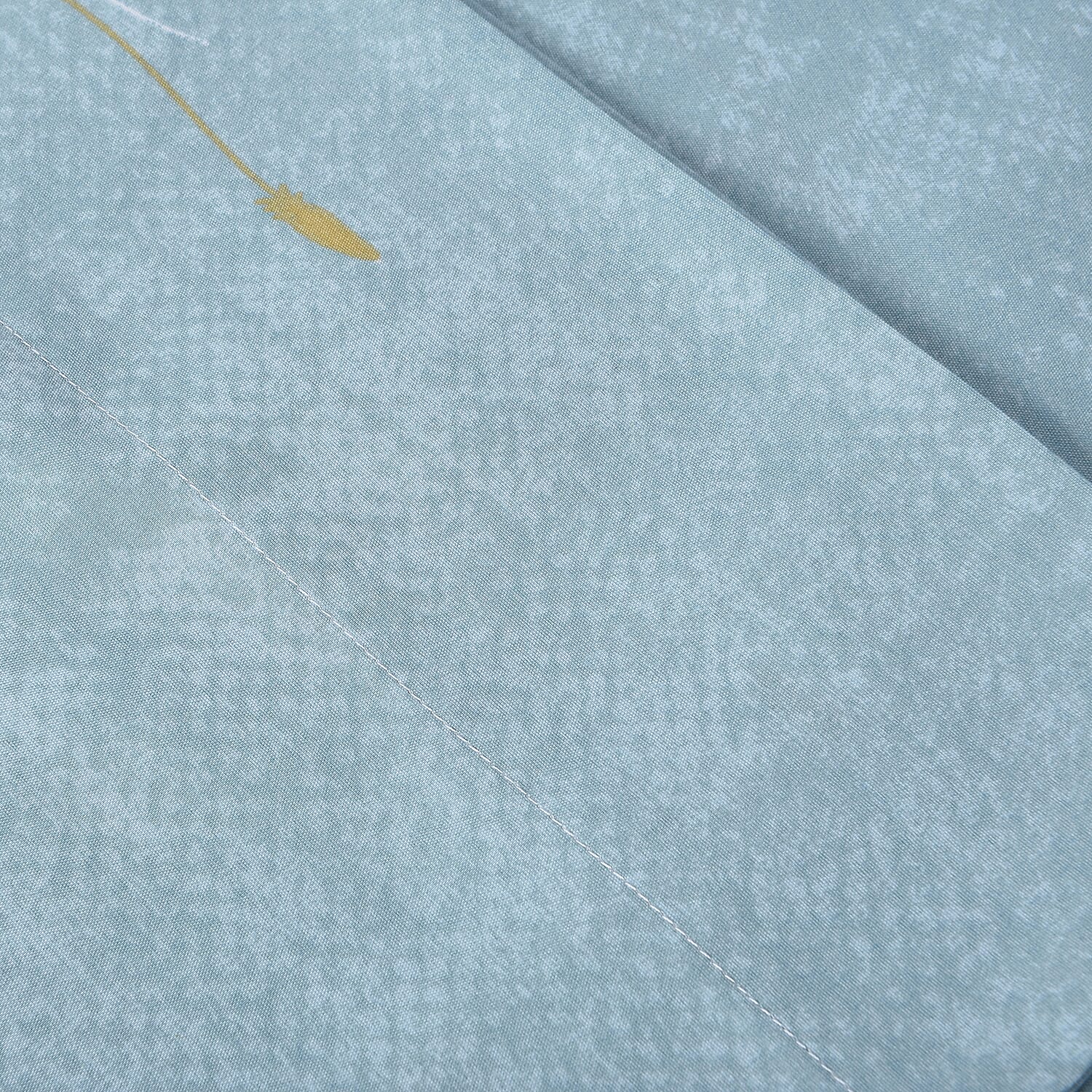 4 Piece Set : Floral Printed Microfibre Sheet Set including Flat Sheet (275x265cm), Fitted Sheet (150x200+30cm) and 2 Pillow Cases (50x75cm) (Size King) - Sky Blue