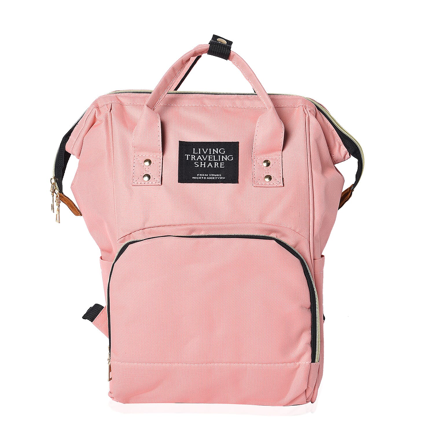 Light Pink Colour Multi Pocket Backpack with Zipper Closure and Adjustable Shoulder Strap (Size 36x12x27 Cm)