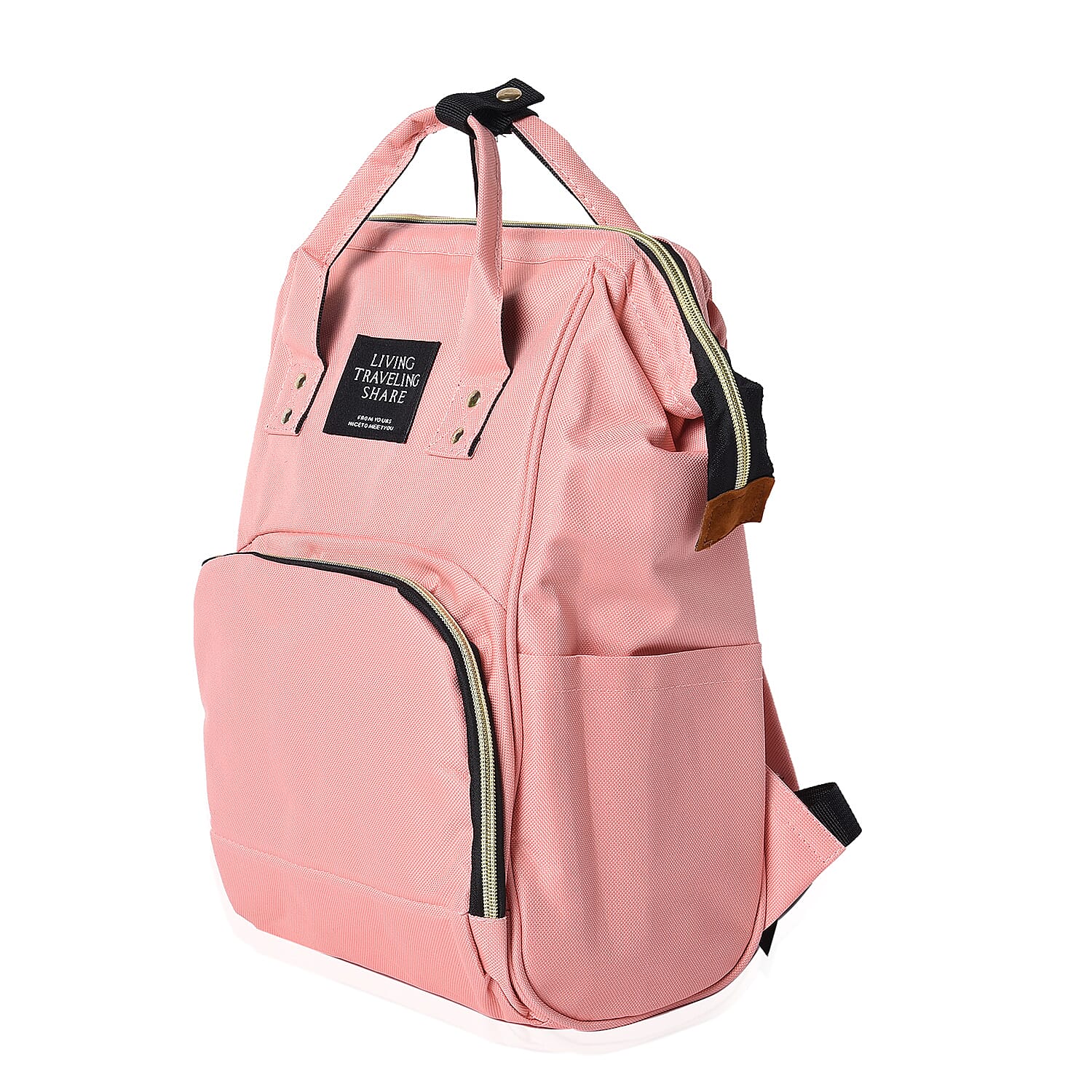 Light Pink Colour Multi Pocket Backpack with Zipper Closure and Adjustable Shoulder Strap (Size 36x12x27 Cm)