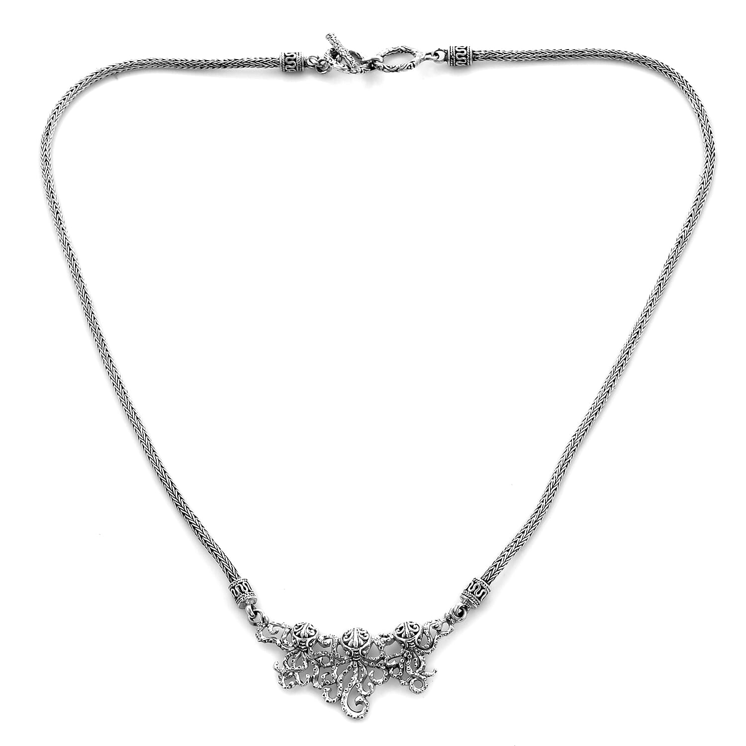 Royal Bali Collection - Sterling Silver Octopus Necklace (Size 20), Silver wt 23.80 Gms