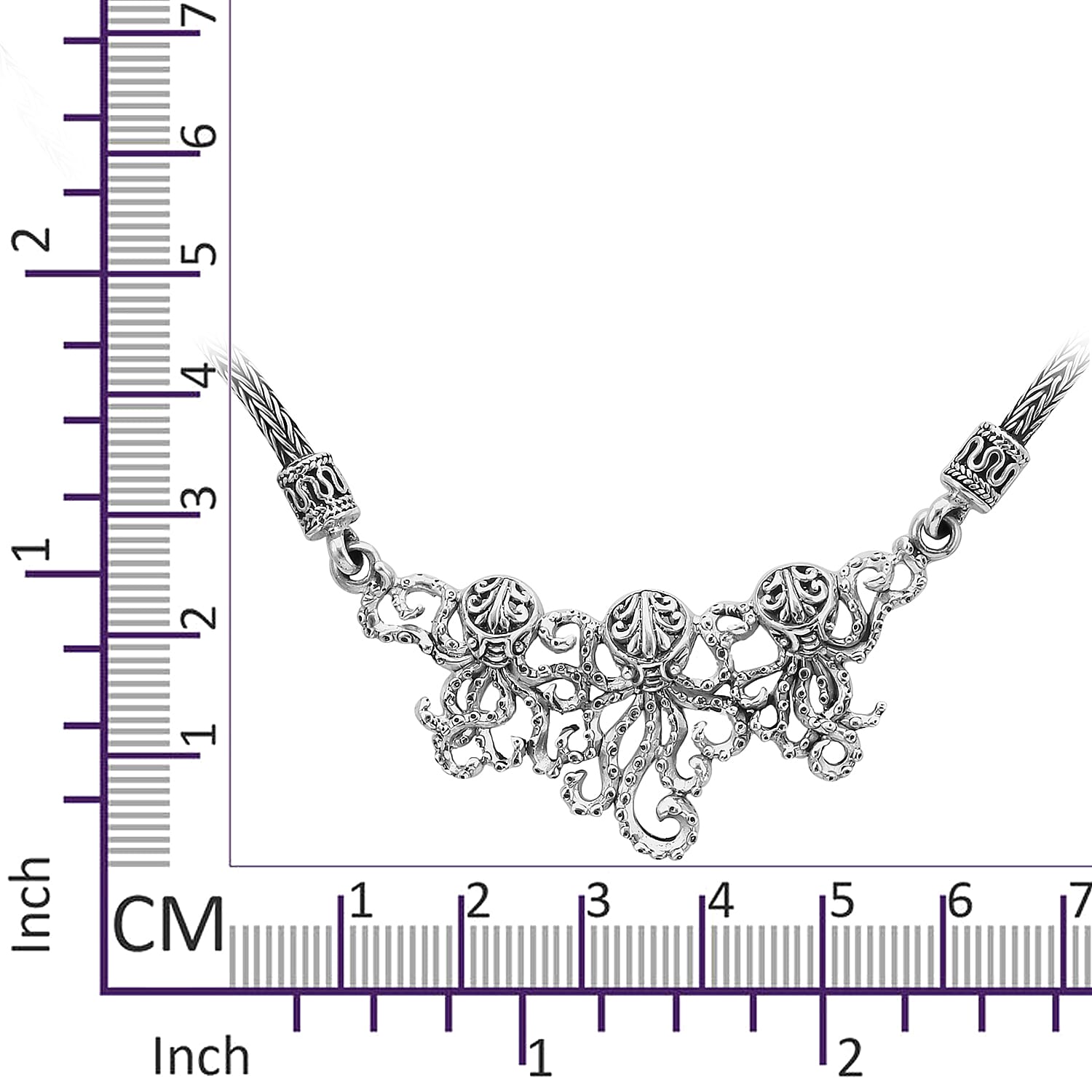 Royal Bali Collection - Sterling Silver Octopus Necklace (Size 20), Silver wt 23.80 Gms