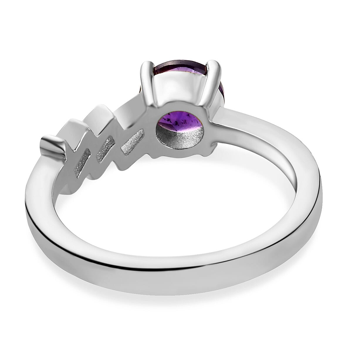 AA Amethyst Zodiac-Virgo Ring in Platinum Overlay Sterling Silver