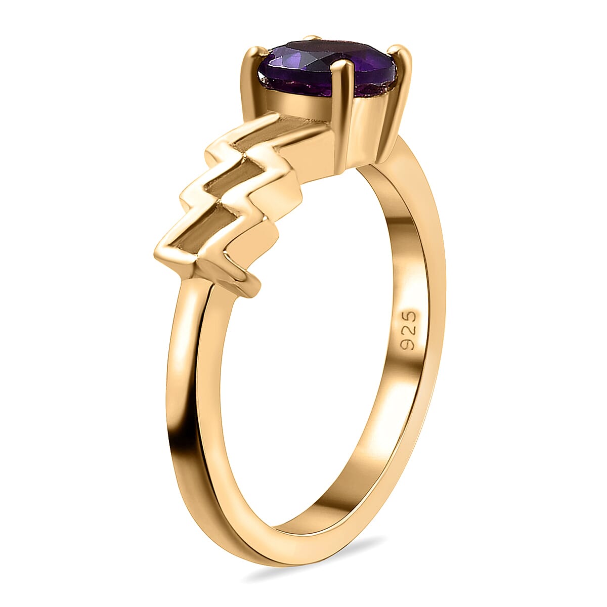 AA Amethyst Zodiac-Virgo Ring in 14K Gold Overlay Sterling Silver