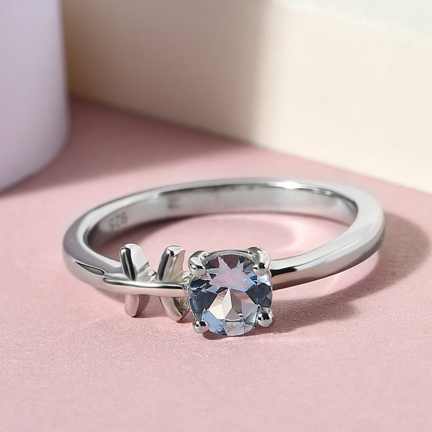 AA Espirito Santo Aquamarine Zodiac-Pisces Ring in Platinum Overlay Sterling Silver