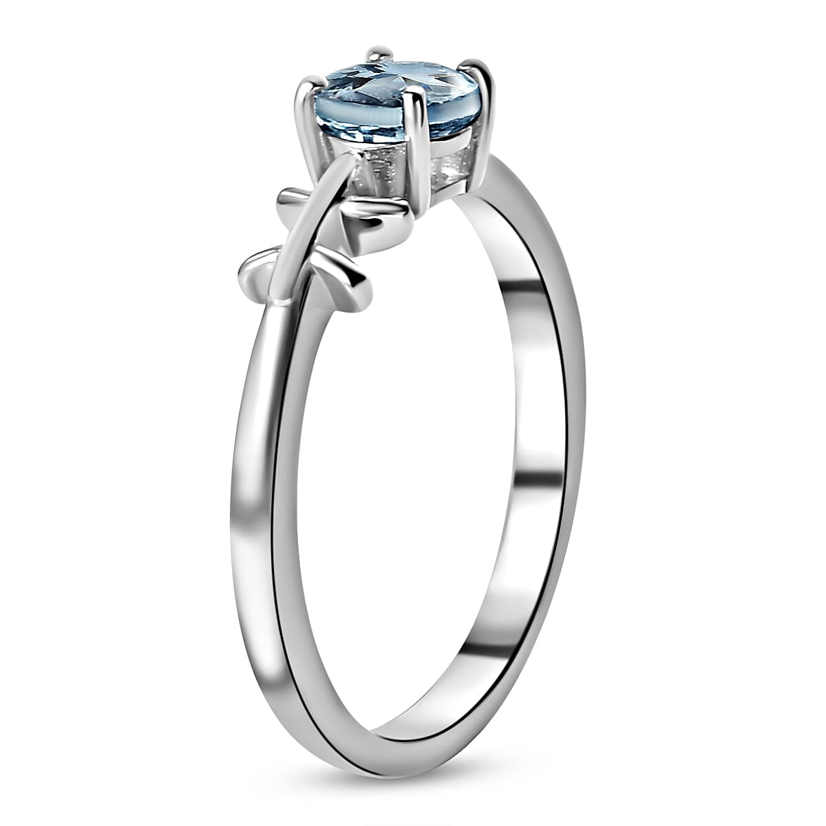 AA Espirito Santo Aquamarine Zodiac-Pisces Ring in Platinum Overlay Sterling Silver