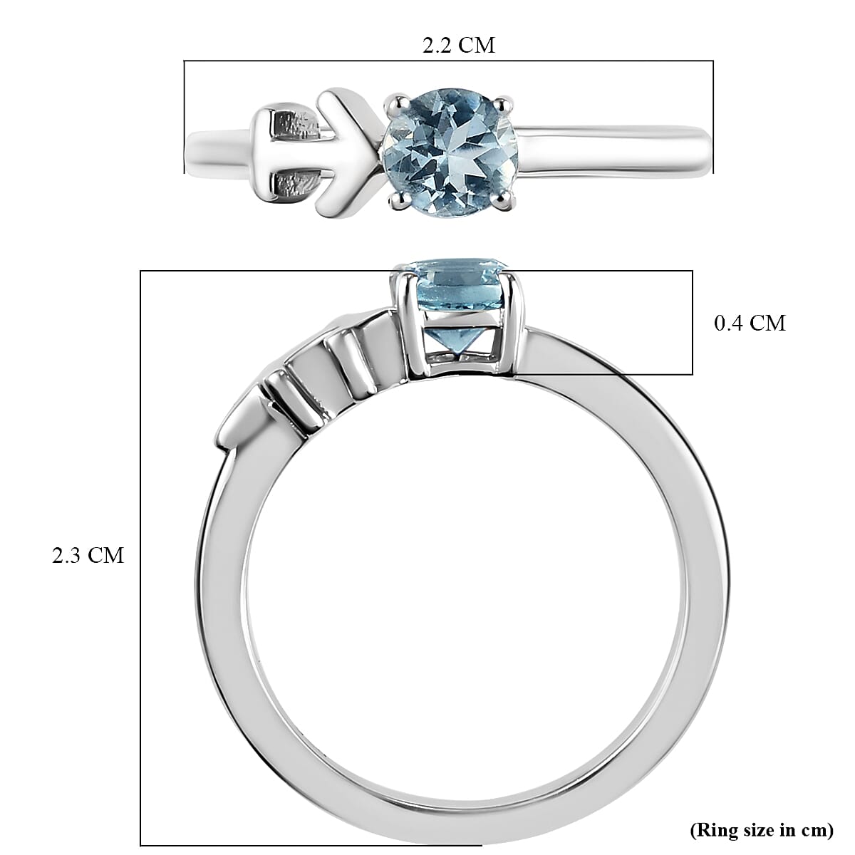 AA Espirito Santo Aquamarine Zodiac-Pisces Ring in Platinum Overlay Sterling Silver