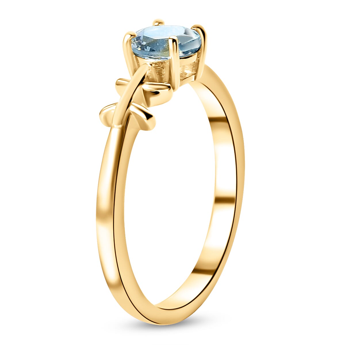 AA Espirito Santo Aquamarine Zodiac-Pisces Ring in 14K Gold Overlay Sterling Silver.