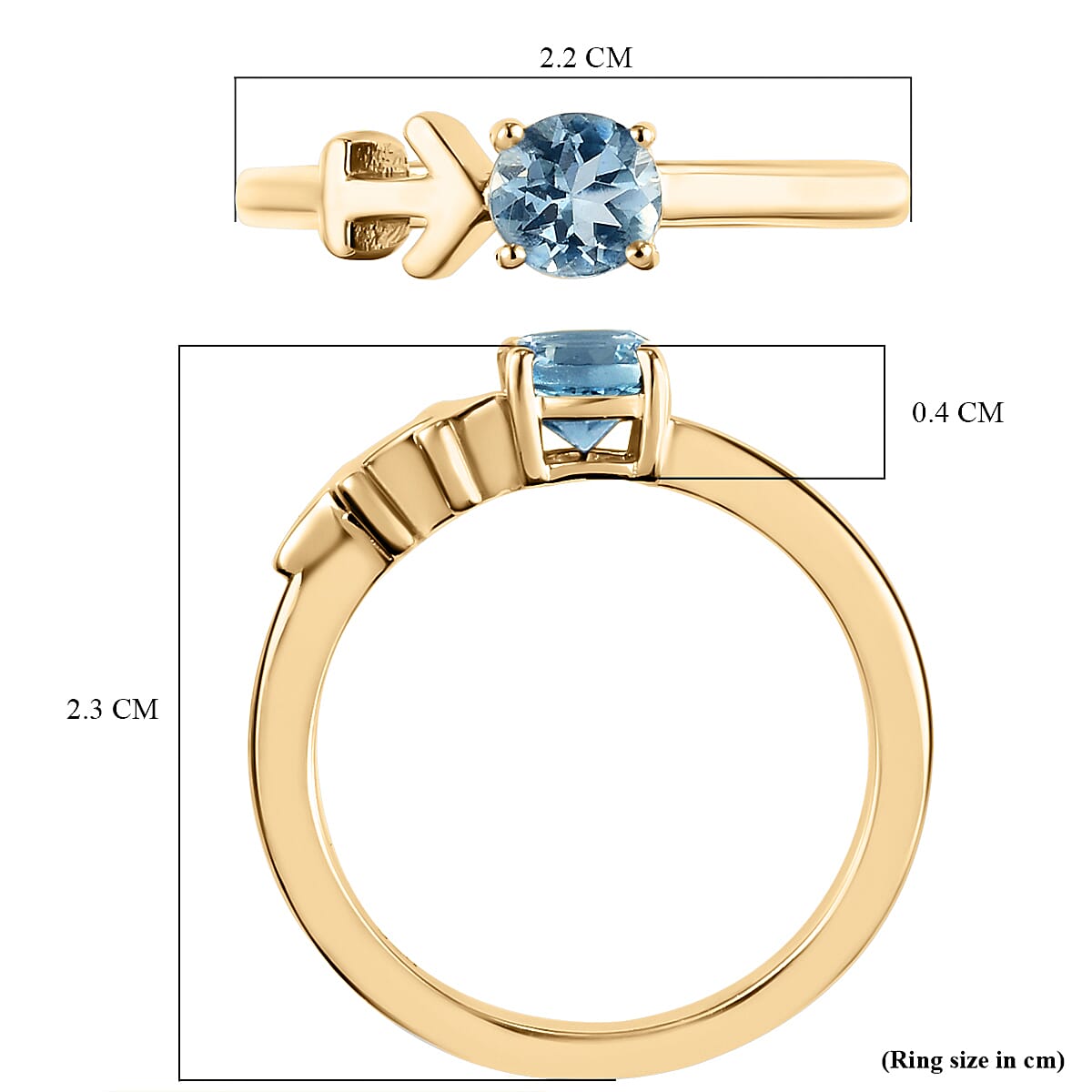 AA Espirito Santo Aquamarine Zodiac-Pisces Ring in 14K Gold Overlay Sterling Silver.