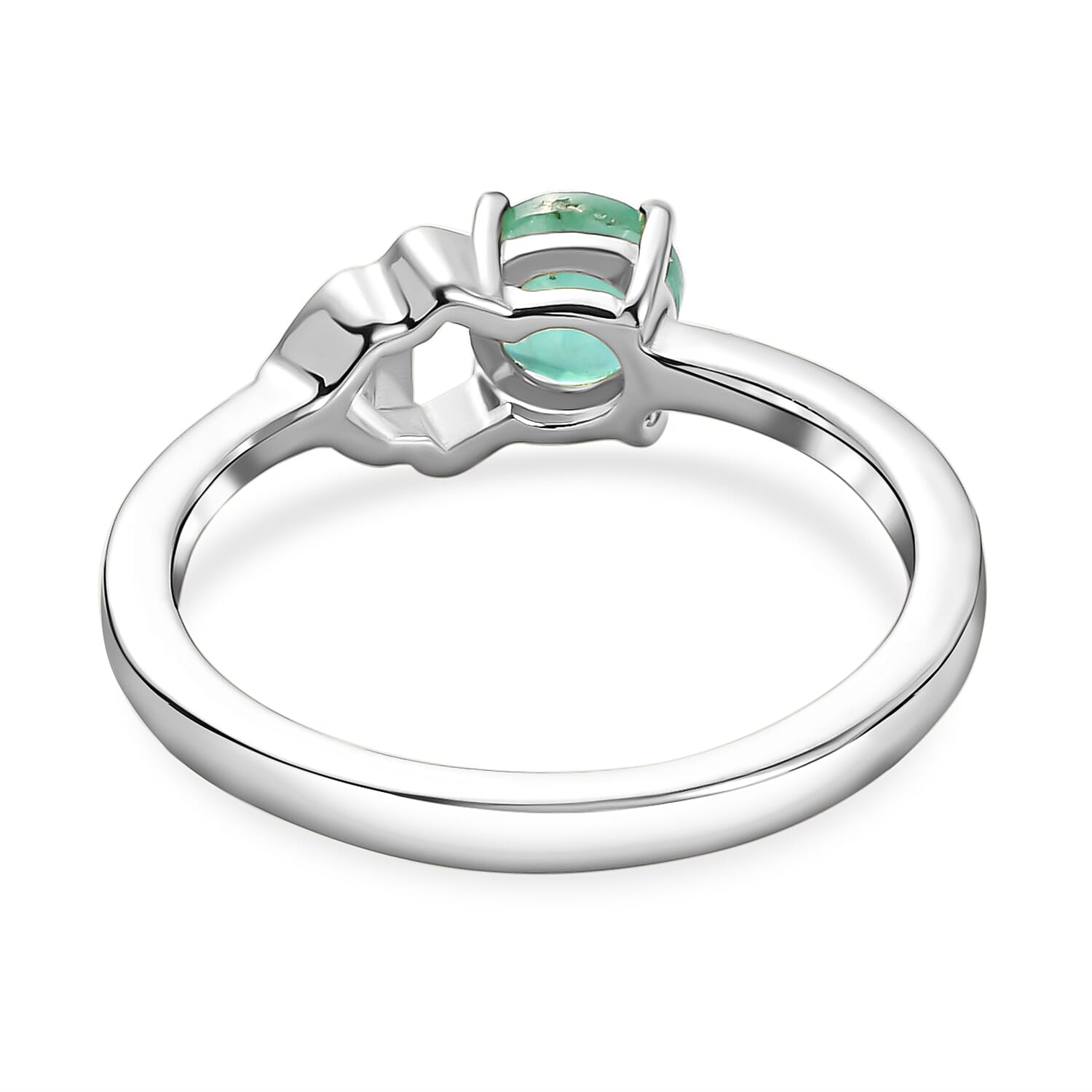 Emerald Ring in Platinum Overlay Sterling Silver.