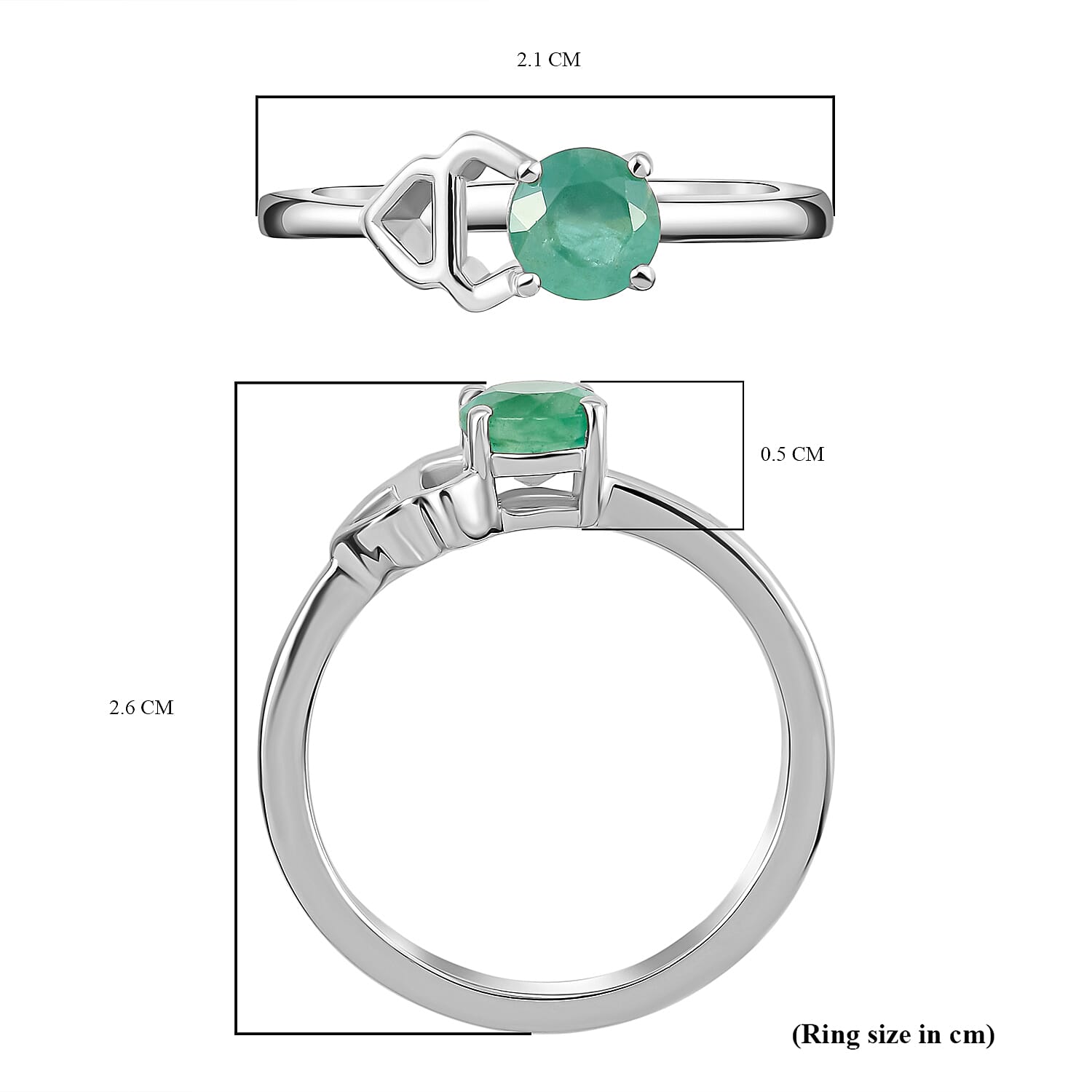 Emerald Ring in Platinum Overlay Sterling Silver.