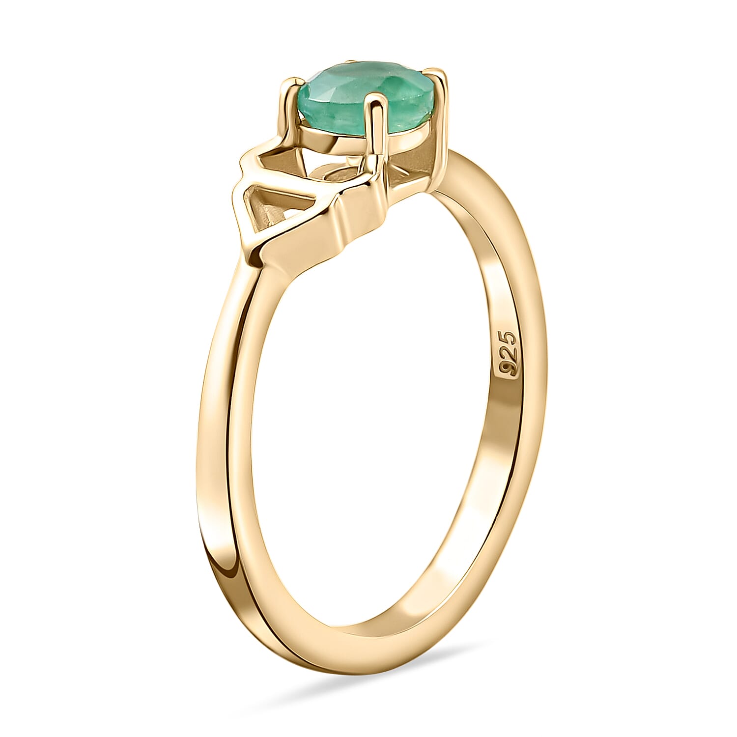 AA Kagem Zambian Emerald Ring in 14K Gold Overlay Sterling Silver.