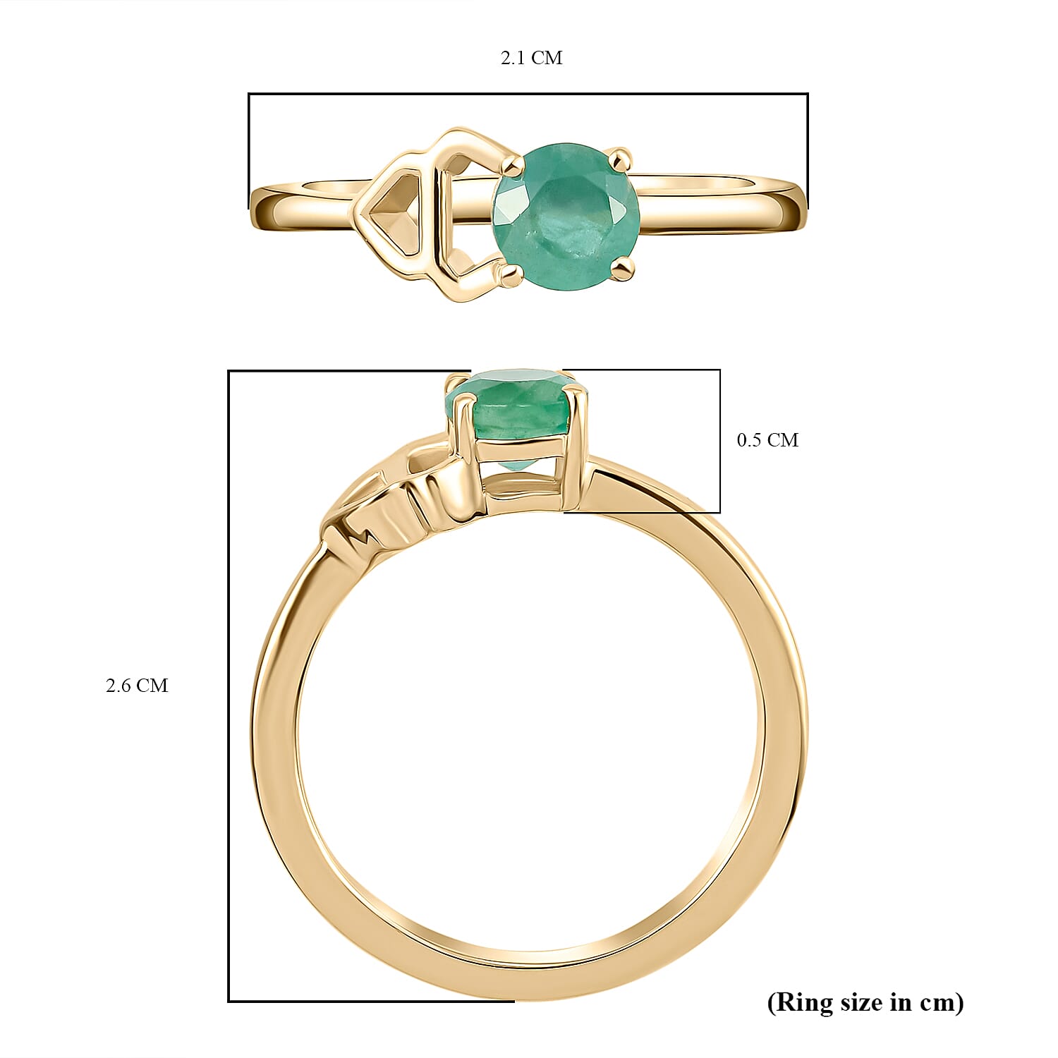 AA Kagem Zambian Emerald Ring in 14K Gold Overlay Sterling Silver.