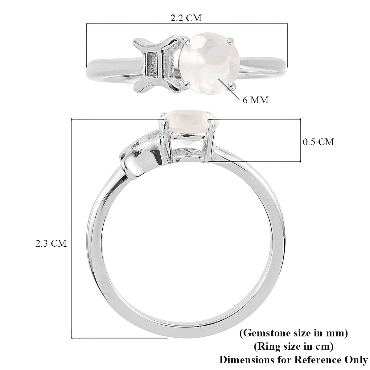 Sri Lankan Silver Moonstone Zodiac-Gemini Ring in Platinum Overlay Sterling Silver