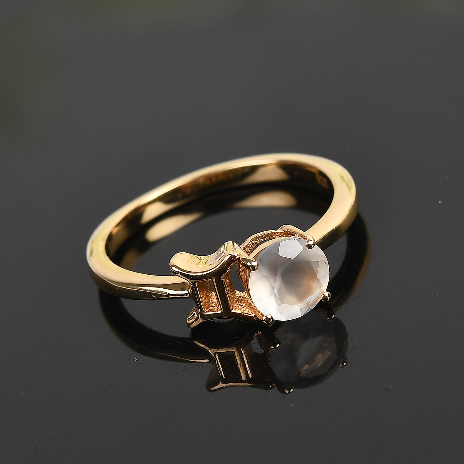 White Moonstone Ring in 14K Gold Overlay Sterling Silver