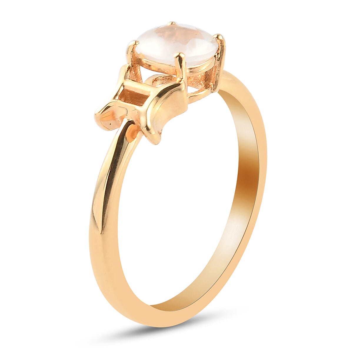 White Moonstone Ring in 14K Gold Overlay Sterling Silver