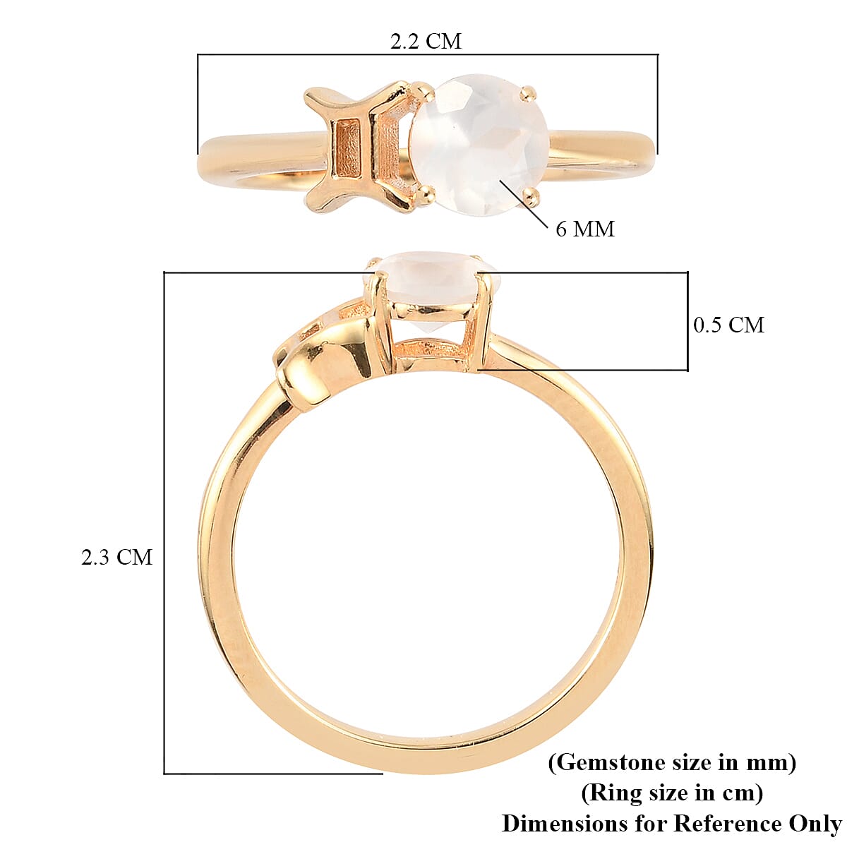 White Moonstone Ring in 14K Gold Overlay Sterling Silver