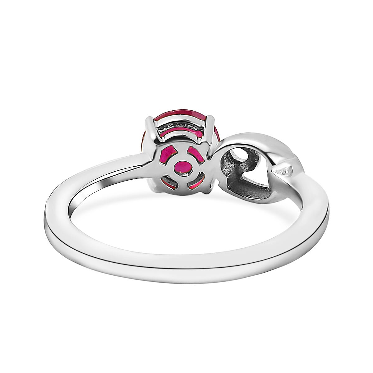 African Ruby (FF) Ring in Platinum Overlay Sterling Silver.